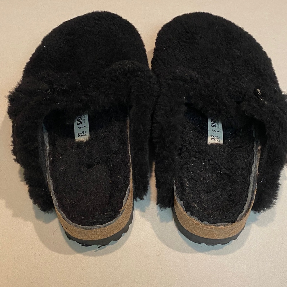 BIRKENSTOCK BOSTON SHEARLING MULE BUCKLE TEDDY BLACK BIRKS EU 37 WOMENS 6 MENS 4 - Picture 6 of 12